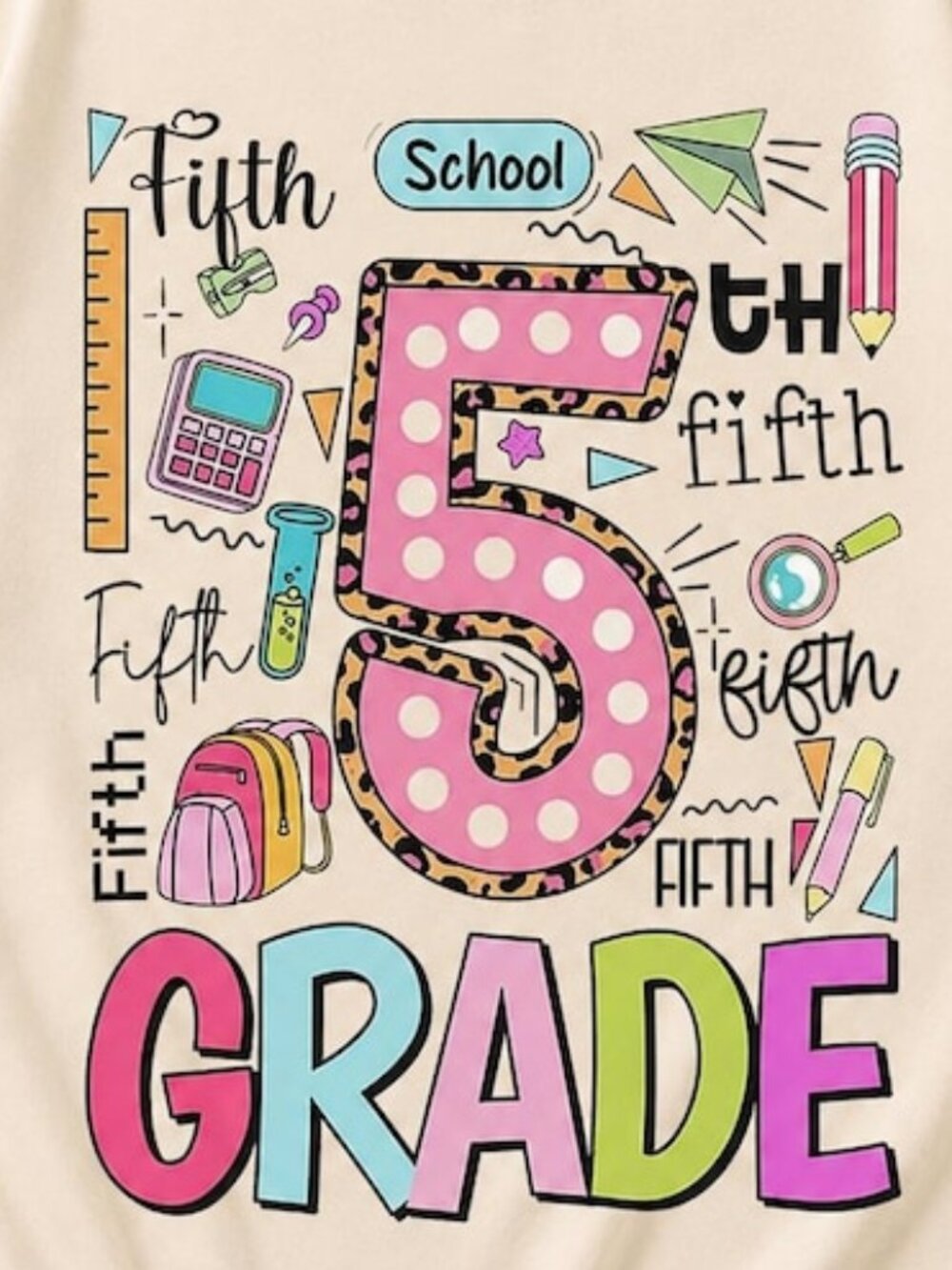 Fifth Grade School Shirt, Colorful Back to School Tee - Picture 2 of 4